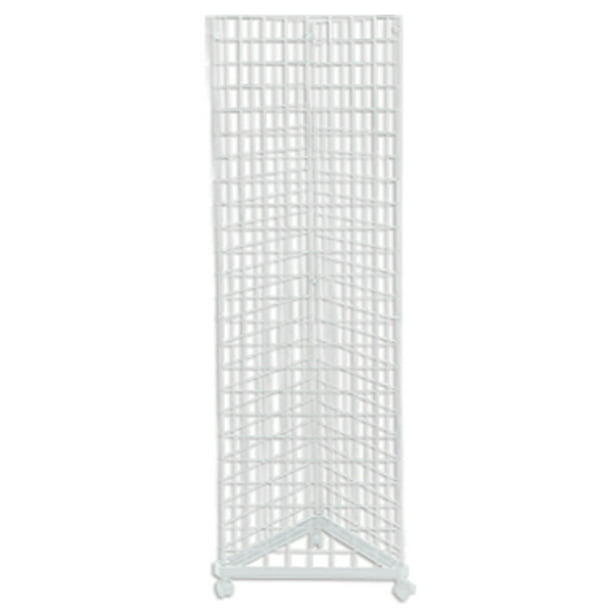 White Triangle Slat Grid Tower with Base & Casters 